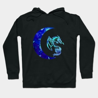 Blue Crescent Moon and Dragon Hoodie